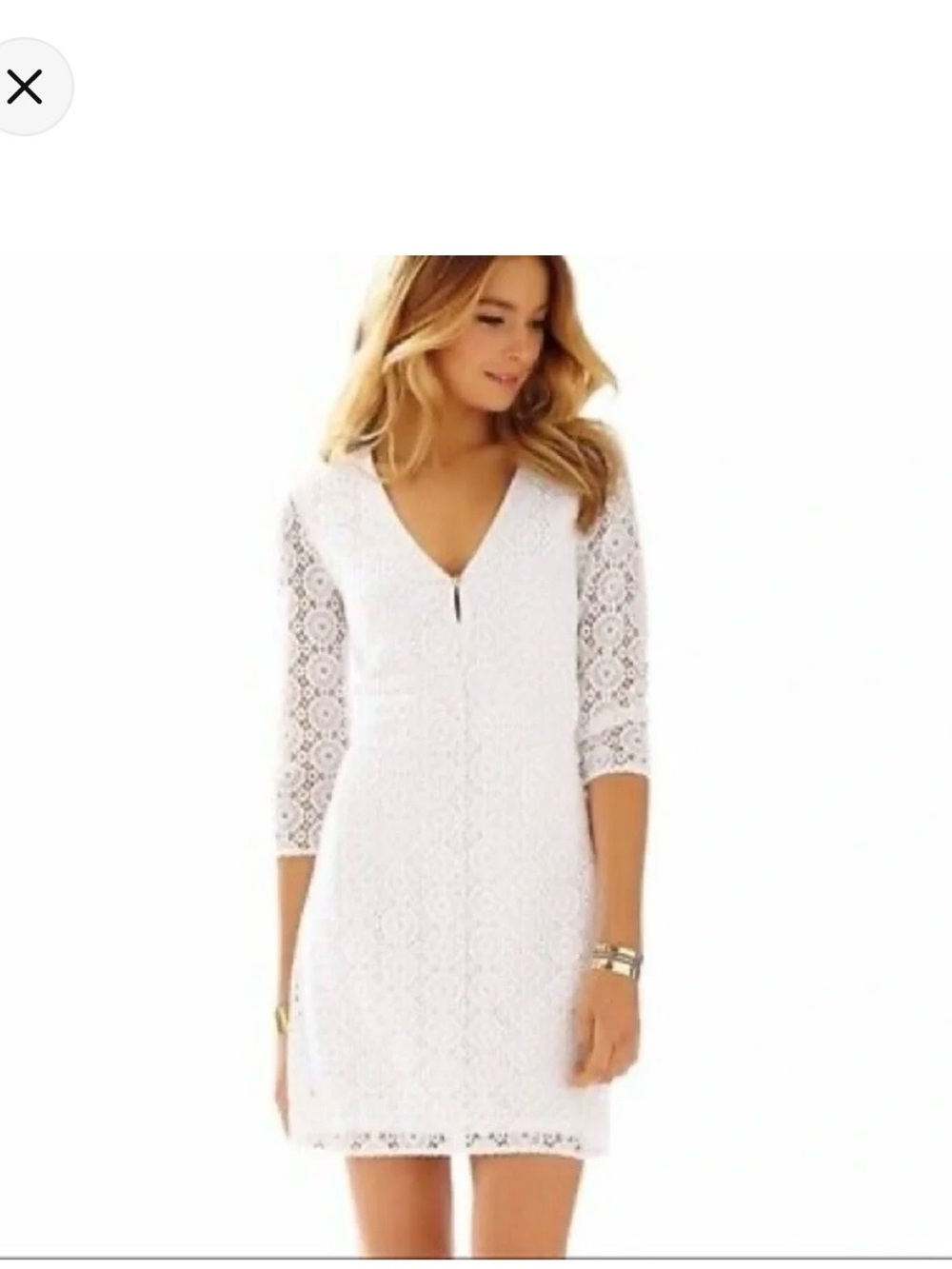 Lilly Pulitzer White Crochet V-Neck Mini Dress